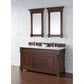 James Martin Vanities Brookfield 60" Double Bathroom Vanity in Warm Cherry with 3 cm White Zeus Quartz Top and Rectangular Sinks, , large