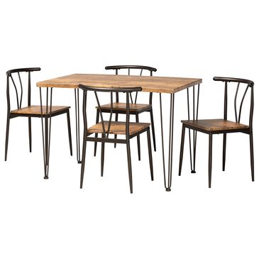 Baxton Studio Tilda 5-Piece Dining Set in Brown and Dark Bronze, , large