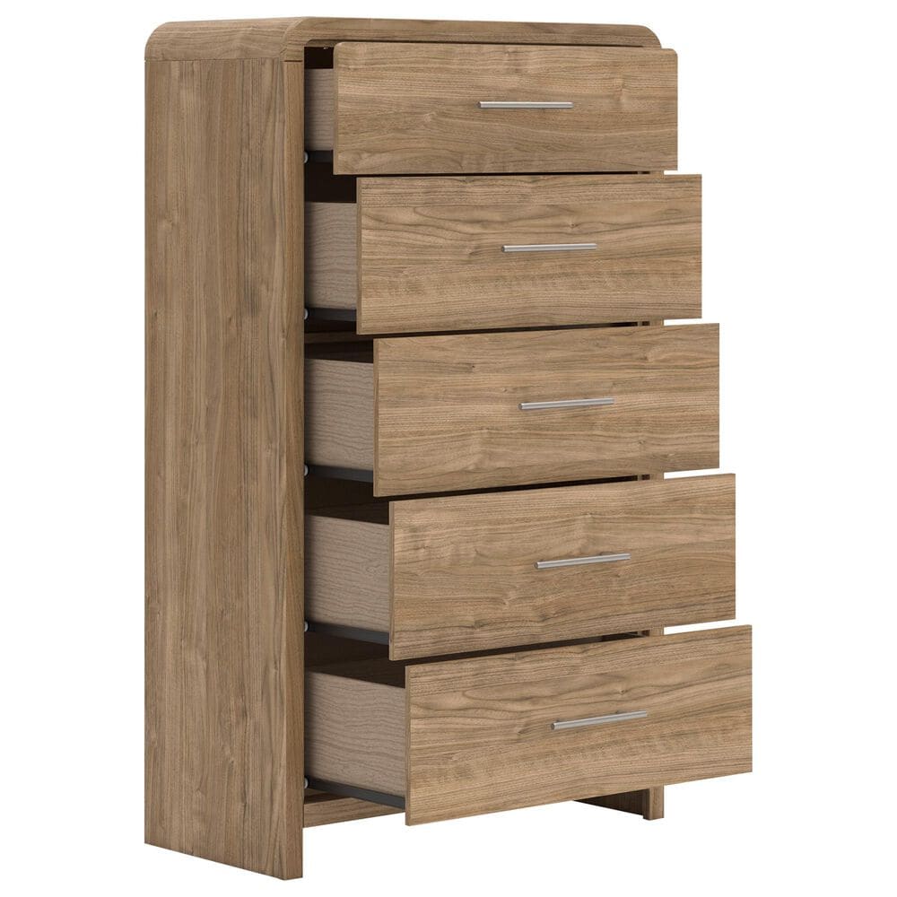 Ashley Gramburg 5-Drawer Chest in Warm Natural Brown, , large