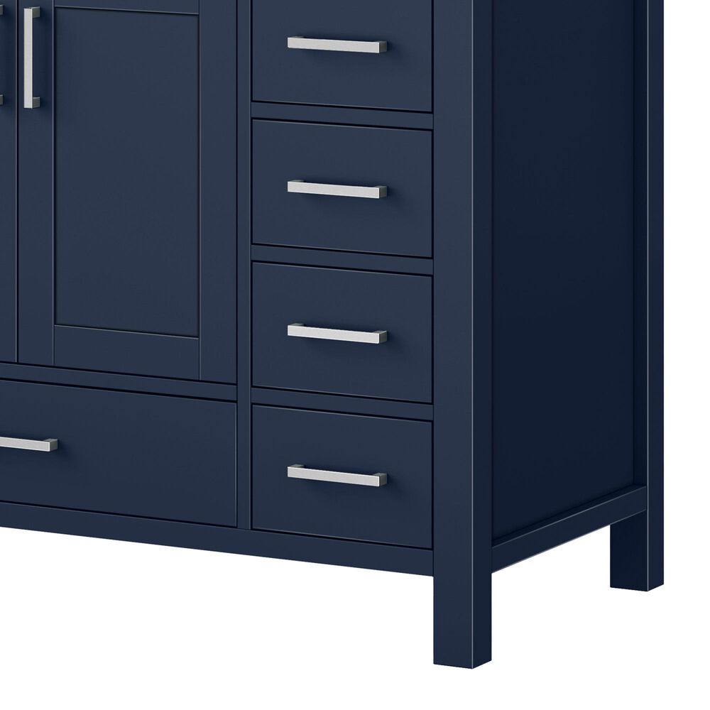 Lexora Home Jacques 84&quot; Double Bathroom Vanity in Navy Blue with 2 cm White Cultured Marble Top and Rectangular Sinks, , large