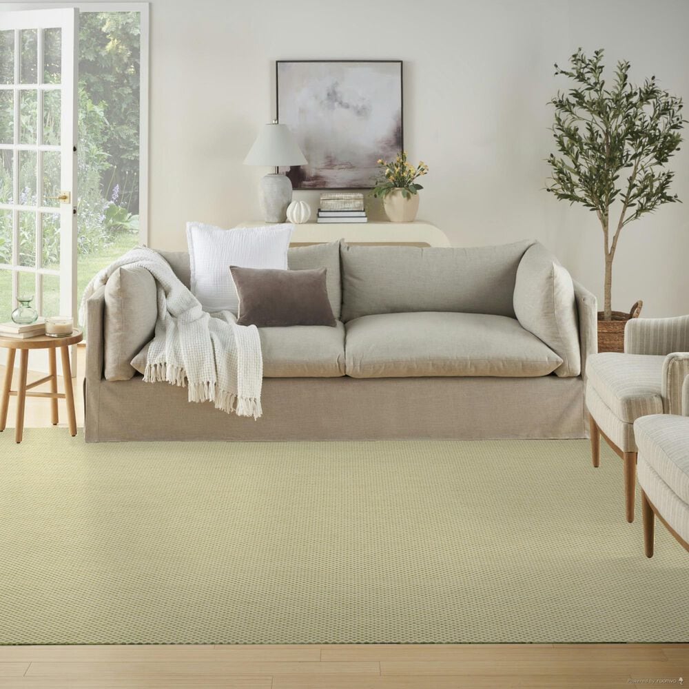 Nourison Courtyard Ivory and Green 7&#39; x 10&#39; Indoor/Outdoor Area Rug, , large