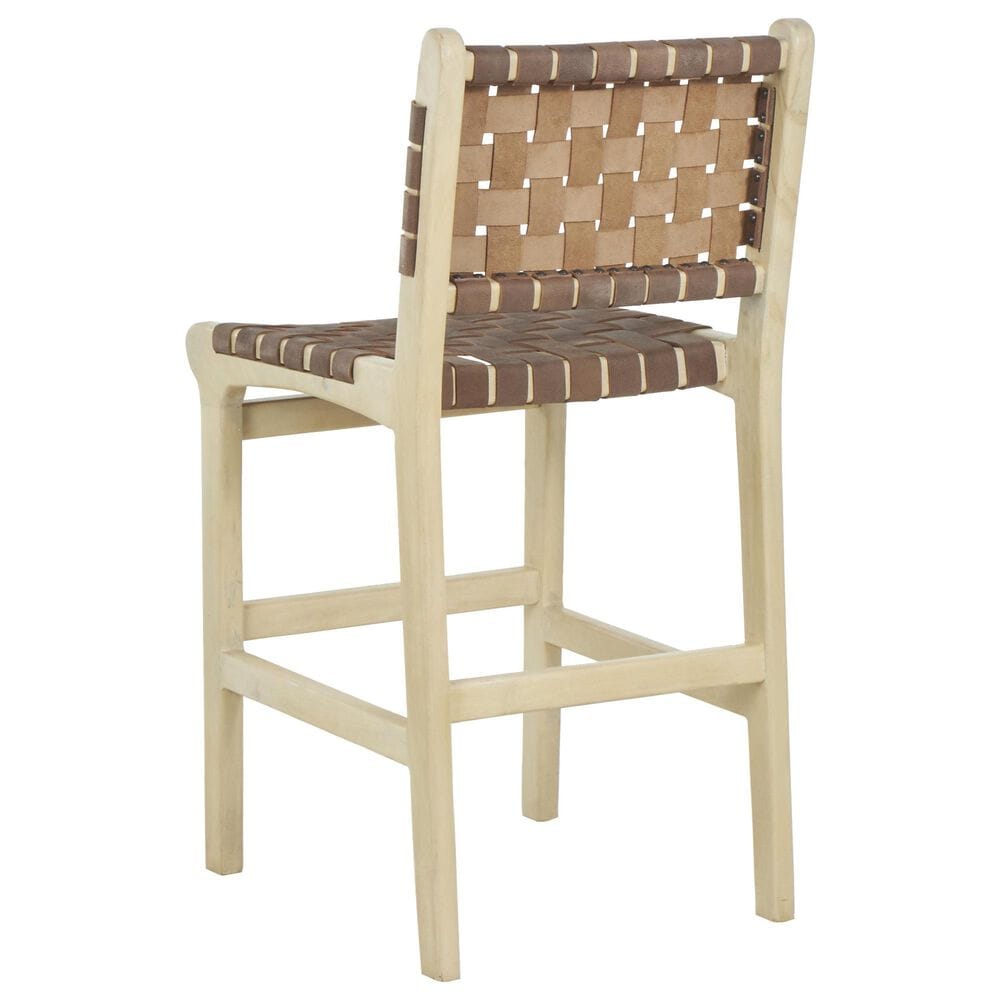 Maple and Jade Handmade Woven Kitchen Bar Stool with Brown Cushion in Light Brown, , large