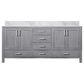 Lexora Home Jacques 72" Double Bathroom Vanity in Distressed Grey with 2 cm White Carrara Marble Top and Rectangular Sinks, , large