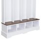 HOMLUX 8-Hook Hall Tree with Entryway Bench in White and Walnut, , large