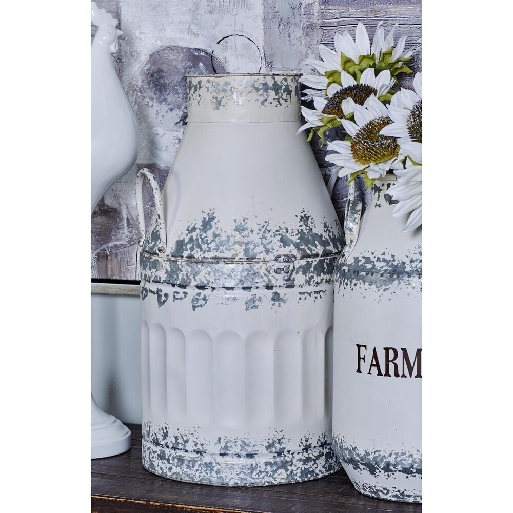 Maple and Jade 2-Piece Decorative Vase Set with Curved Handles in Galvanized White and Silver, , large