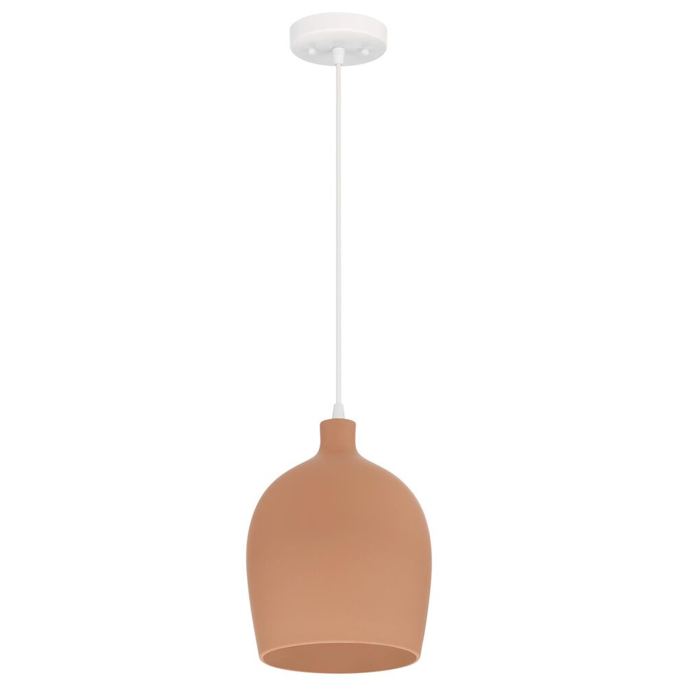 Creative Coop Sienna 1-Light Large Pendant with Terra Cotta Shape in White, , large