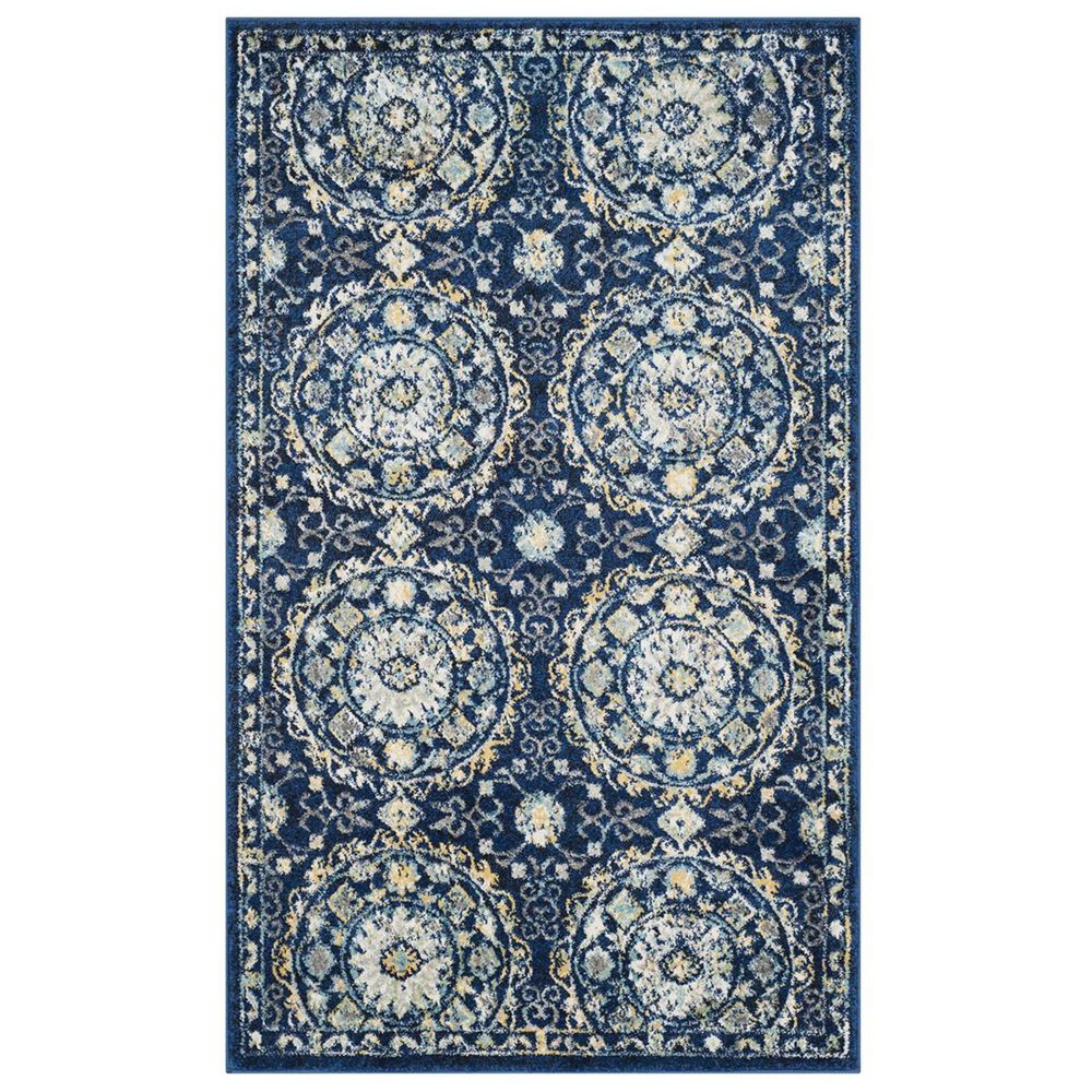 Safavieh Evoke EVK252A-4 4&#39; x 6&#39; Navy/Ivory Area Rug, , large
