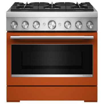 KitchenAid 36" Freestanding Dual Fuel Range with No Preheat Air Fry Mode in Scorched Orange, , large