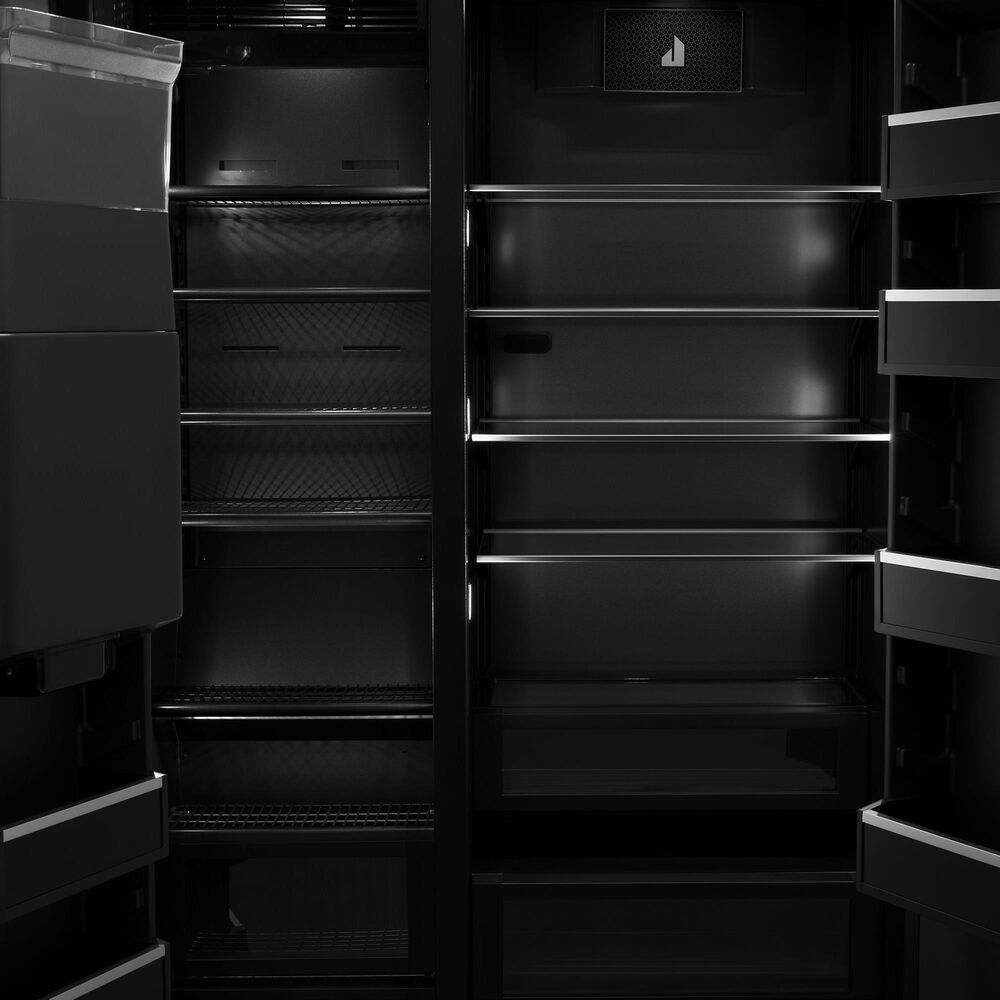 JennAir Rise 25.5 Cu. Ft. Built-In Side-By-Side Refrigerator with External Ice and Water Dispenser in Stainless Steel and Obsidian Black, , large