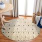 L&R Resources Sinuous Geometric Diamonds 4" Round Cream and Blue Area Rug, , large