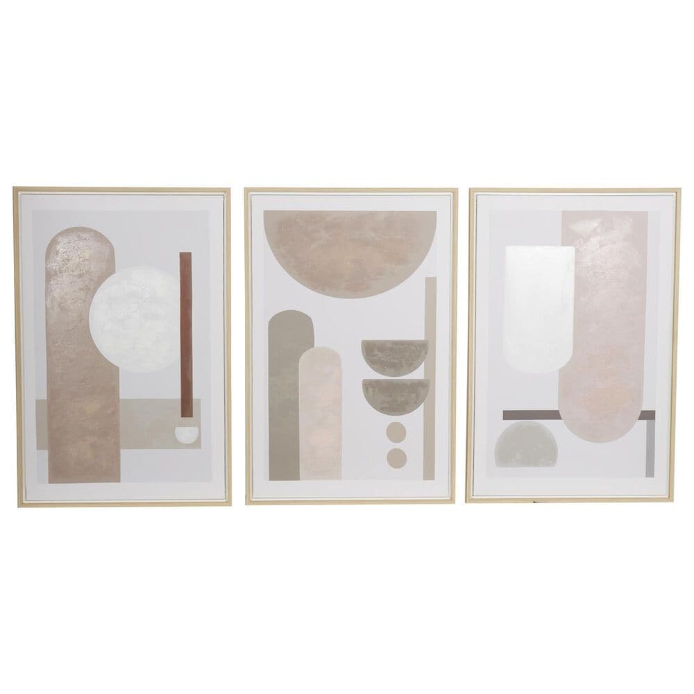 Maple and Jade 24" x 36" Abstract Wall Art in Pink, Beige, White and Gray (Set of 3), , large