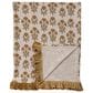 Creative Coop Cozy 60"x 50" Cotton Slub Printed Throw with Velvet Ruffle in Multicolor, , large