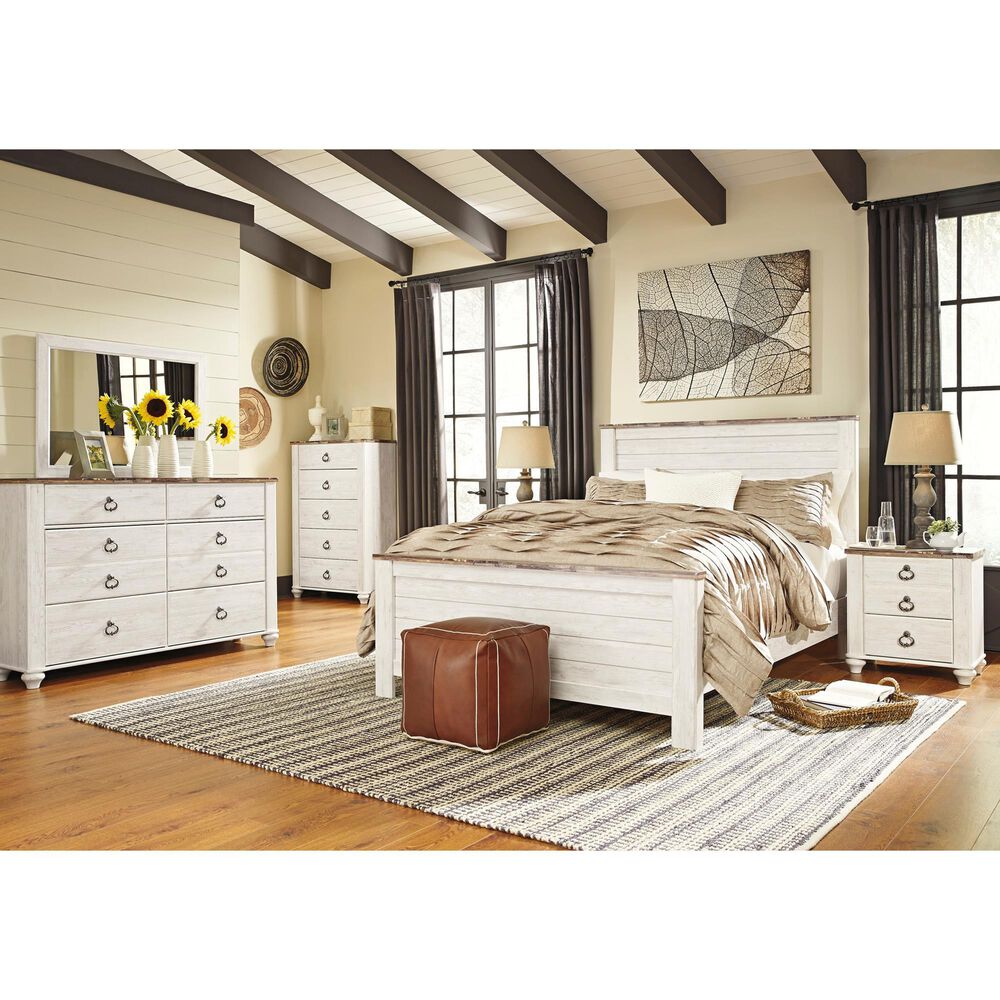 Ashley Willowton 5-Piece Queen Panel Bedroom Set in Whitewash, , large