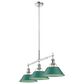 Golden Lighting Orwell 3-Light Linear Pendant with Pine Green Shade in Chrome, , large