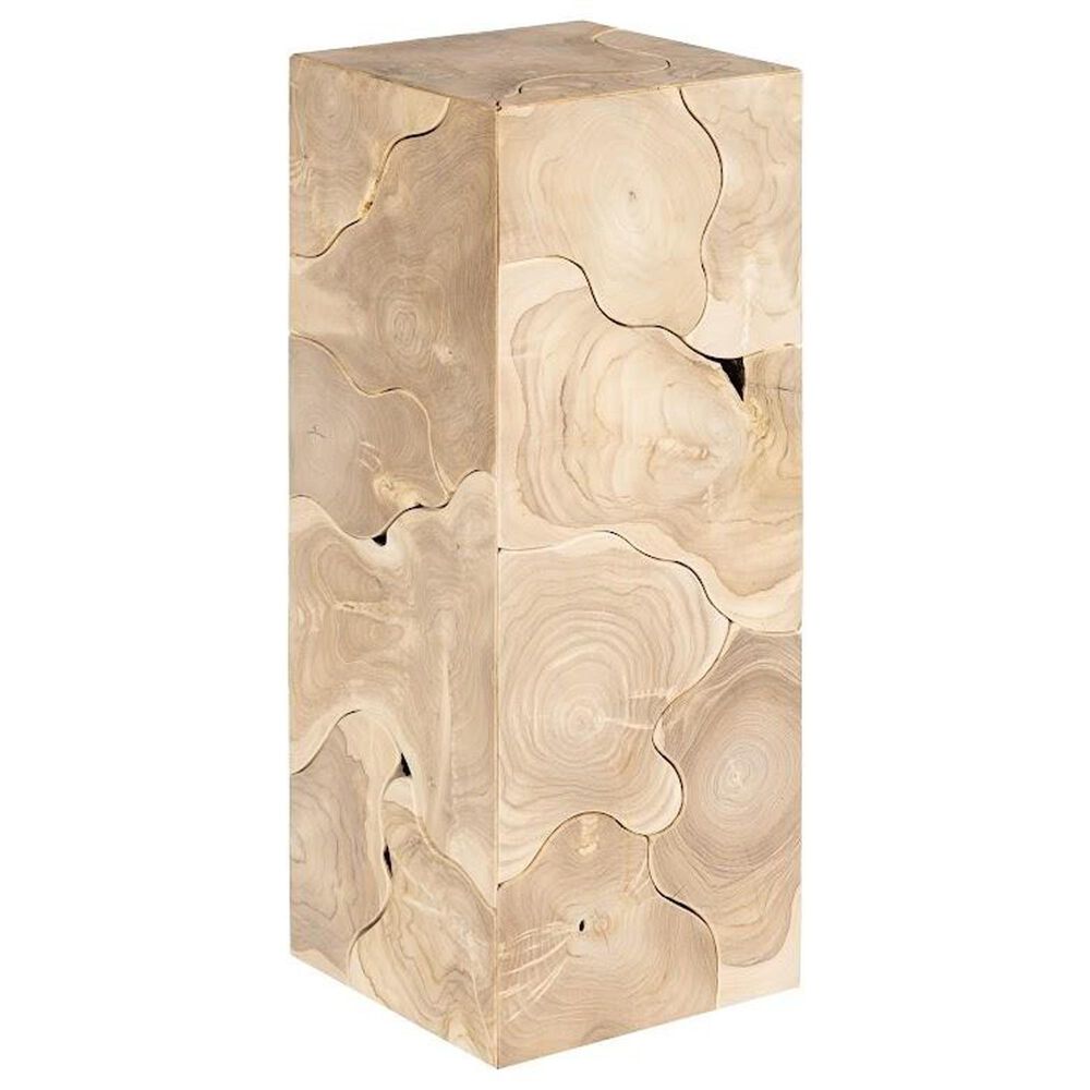 TimberHaus Teak Slice Medium Square Pedestal in Bleached Teak, , large