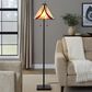 LumiSource Ren Floor Lamp with Brown and Cream Glass Shade in Oil Rubbed Bronze, , large