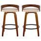 LumiSource Grotto 26" Swivel Counter Stool with Cream Faux Leather Upholstery in Walnut and Black (Set of 2), , large