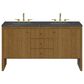 James Martin Hudson 60" Double Bathroom Vanity in Honey Oak with 3 cm Parisien Bleu Silestone Top and Rectangular Sinks, , large