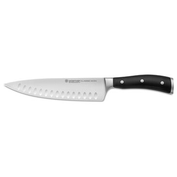 Wusthof Classic Ikon 8" Hollow Edge Cook"s Knife in Stainless Steel and Black, , large