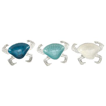 Maple and Jade Coastal Sea Life Serving Bowl in Silver, White, Blue and Aquamarine(Set of 3), , large