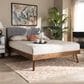 Baxton Studio Devan Queen Platform Bed with Light Grey Fabric in Walnut Brown, , large