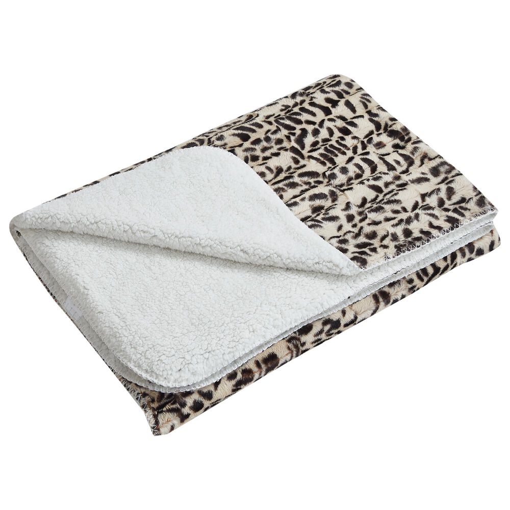 Duke Imports Safari Stripe Plush Throw in Beige and Brown, , large