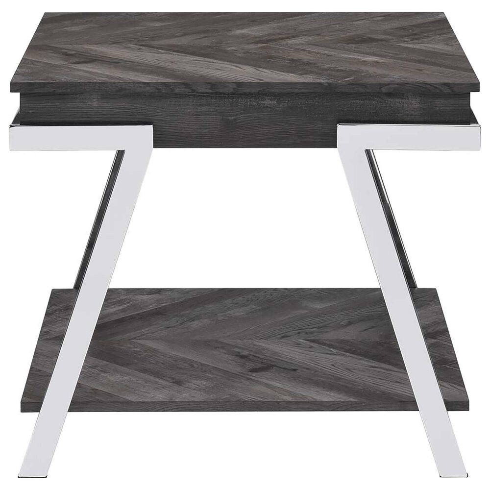 Steve Silver Roma End Table in Shadow Grey and Chrome, , large