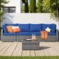 HOMLUX 5-Piece Patio Conversation Set with Grey Wicker in Navy Blue, , large