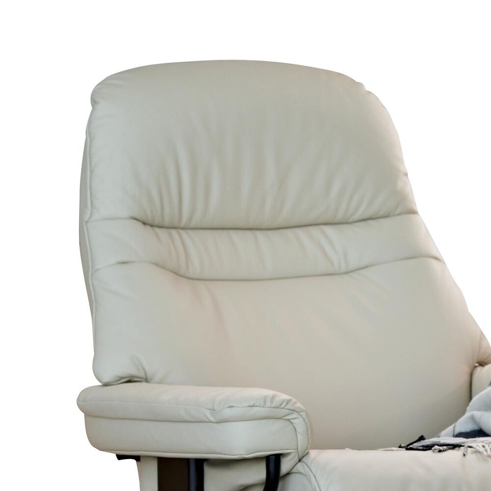 Stressless Medium Chair and Ottoman with Black Classic Base in Paloma Light Grey, , large