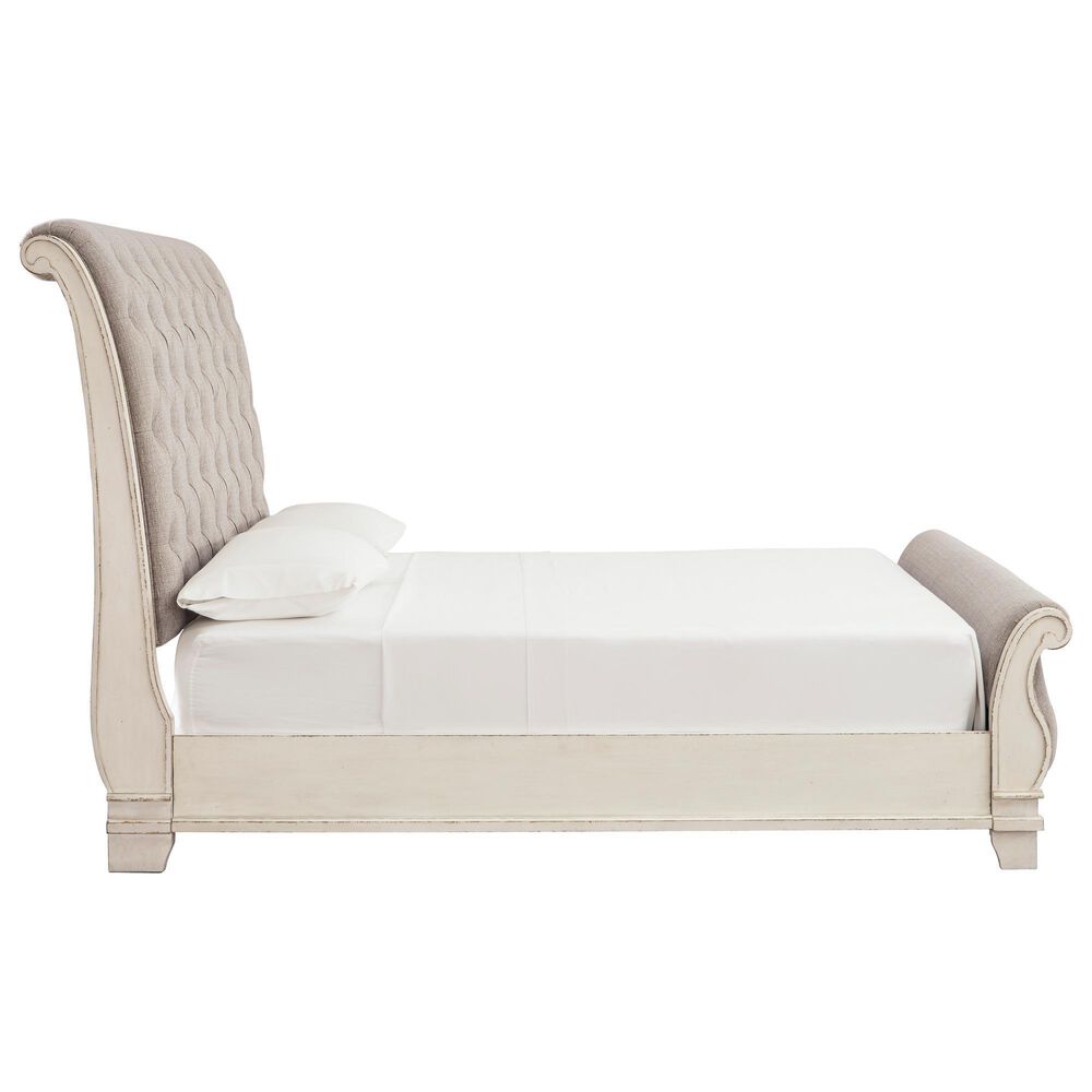 Ashley Realyn King Sleigh Bed in Chipped White, , large