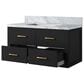 Lexora Home Castor 36" Single Bathroom Vanity in Black with 2 cm White Carrara Marble Top and Rectangular Sink, , large