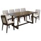 EMALD Ronan Trestle Dining Table with 6 Dining Chairs in Dark Brown Finish and Cream Upholstery, , large