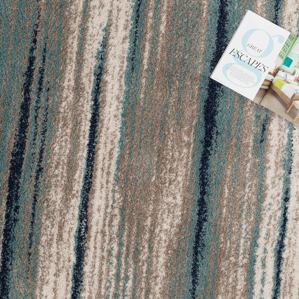 Central Oriental Tulsa Dunkerton 5&#39; x 7&#39;3&quot; Aqua and Blue Navy Area Rug, , large