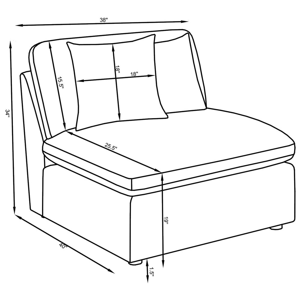 Coaster Hobson Accent Armless Chair in Charcoal, , large