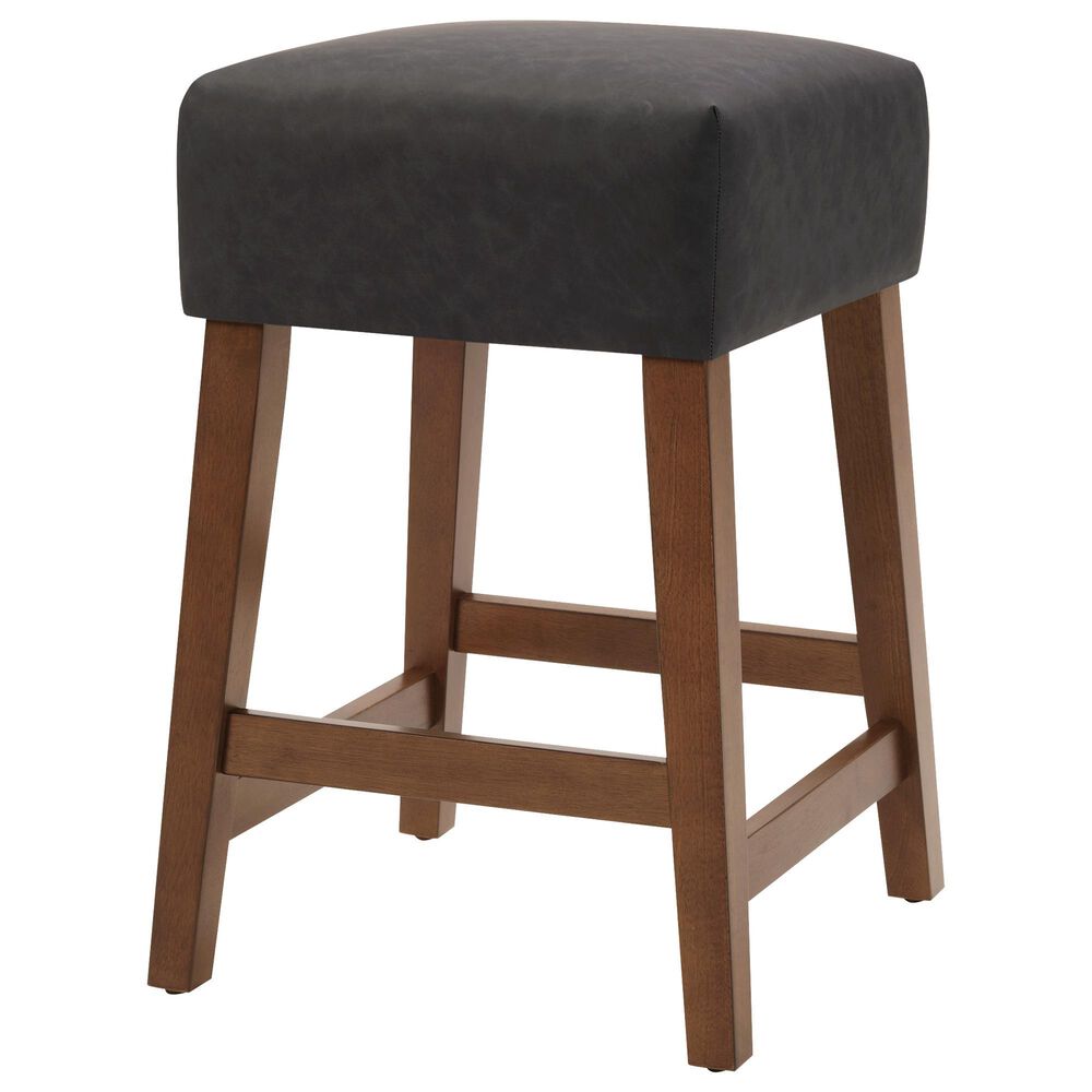 Valor Living Roscoe 26" Backless Counter Stool with Black Upholstery in Cherry, , large
