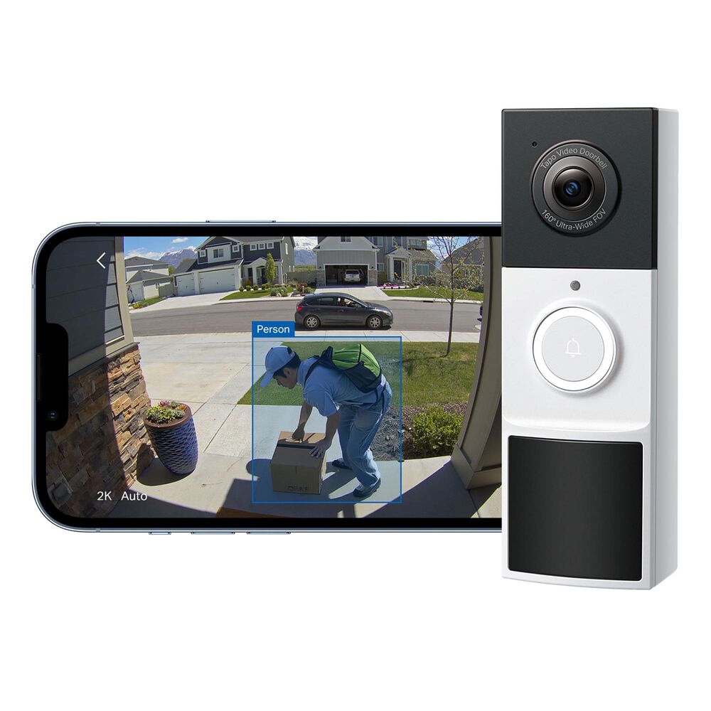 TP-Link Tapo 2K Smart Wi-Fi Doorbell Camera in White, , large