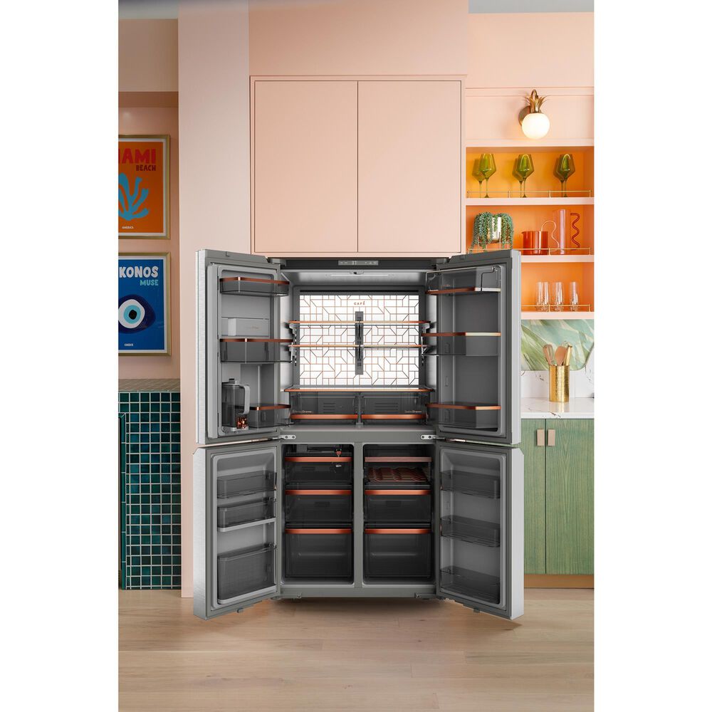 GE Appliances 22.9 Cu. Ft. Smart Counter-Depth Quad-Door Refrigerator in Platinum Glass, , large