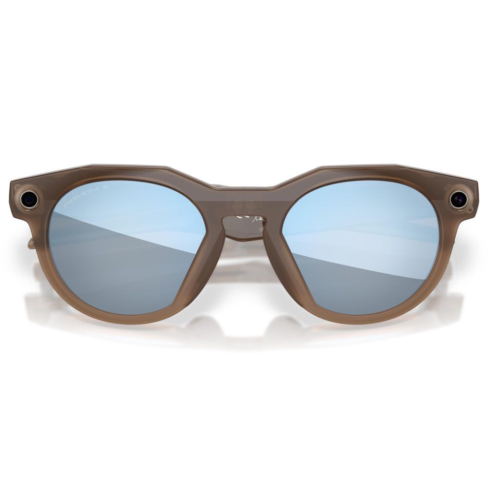 Oakley Sunglasses Meta HSTN Sunglasses with Prizm Deep Water Polarized Lenses in Smoke Brown, , large