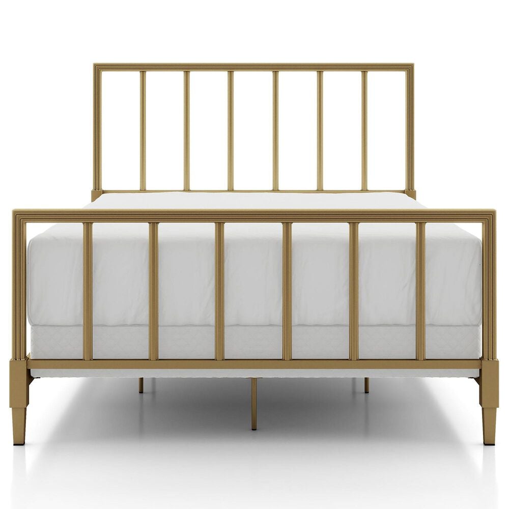 Furniture of America Blair Queen Slat Bed in Gold, , large