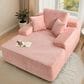 HOMLUX Cloud Faux Fur Chaise Lounge with Plush Pillows in Pink, , large