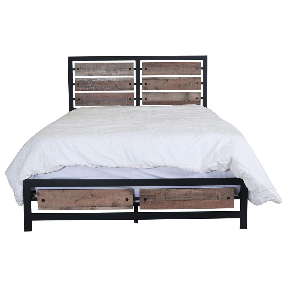 New Heritage Design Elk River King Panel Bed in Rustic Brown and Black, , large