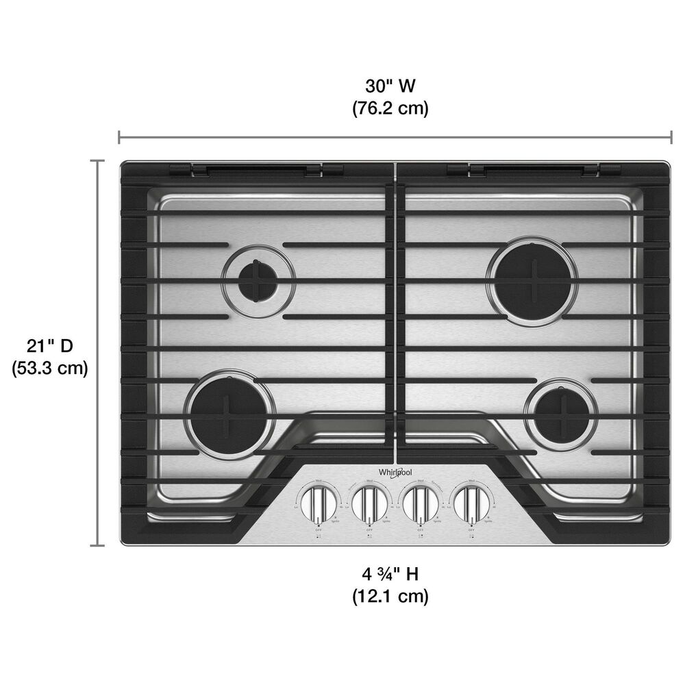 Whirlpool 2-Piece Kitchen Package with 5 Cu. Ft. Single Wall Oven and 30" Gas Cooktop in Stainless Steel, , large
