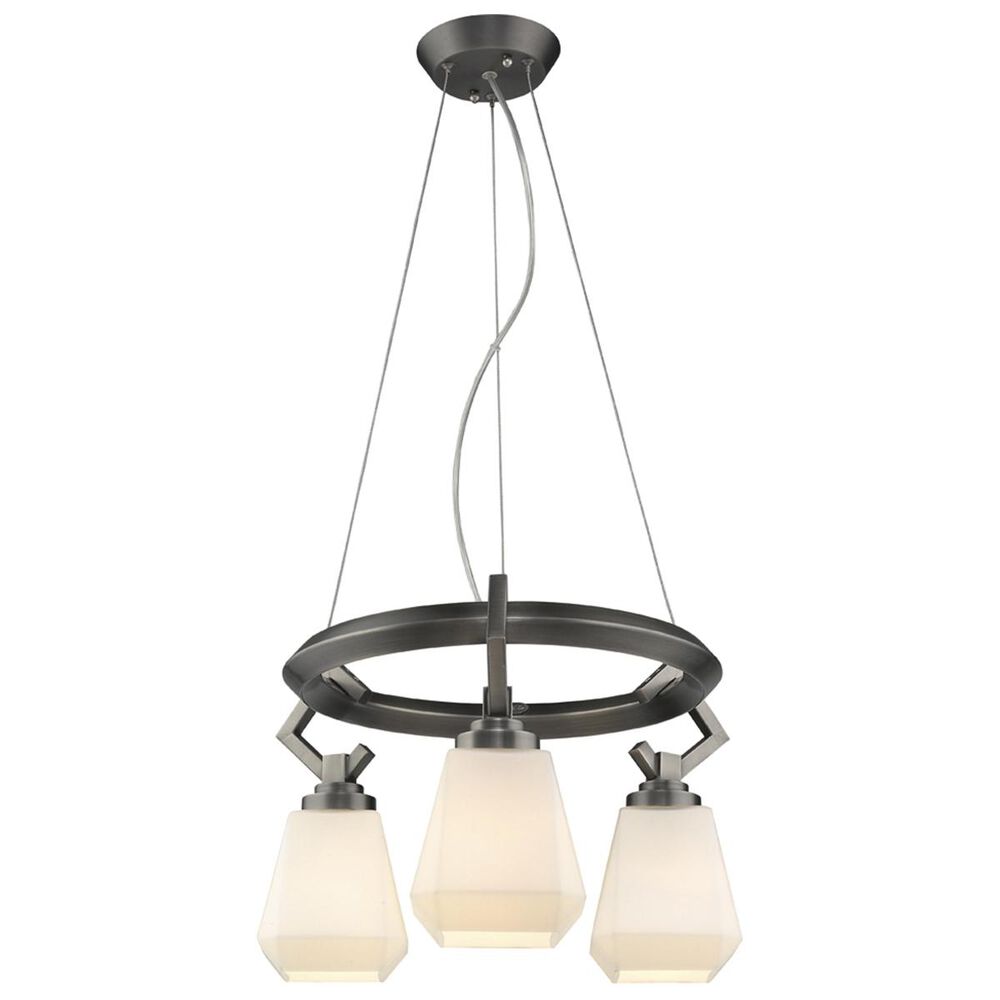 Golden Lighting Hollis 3-Light Chandelier in Aged Steel with Opal Glass, , large
