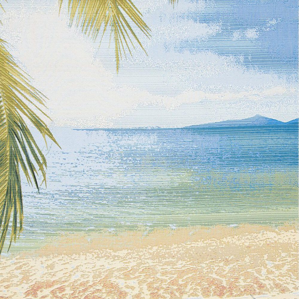 Safavieh Barbados  BAR555 6&#39;6&quot; x 9&#39;4&quot; Gold and Blue Indoor/Outdoor Area Rug, , large