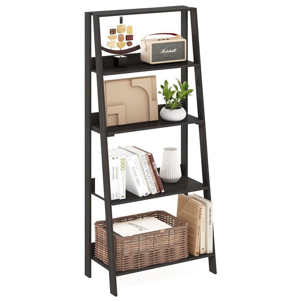 HOMLUX 5-Tier Ladder Display Bookshelf in Espresso, , large