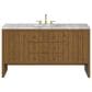 James Martin Hudson 60" Single Bathroom Vanity in Honey Oak with 3 cm Carrara Marble Top and Rectangular Sink, , large