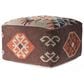 LR Home 18" Square Kilim Pouf in Brown and Orange, , large