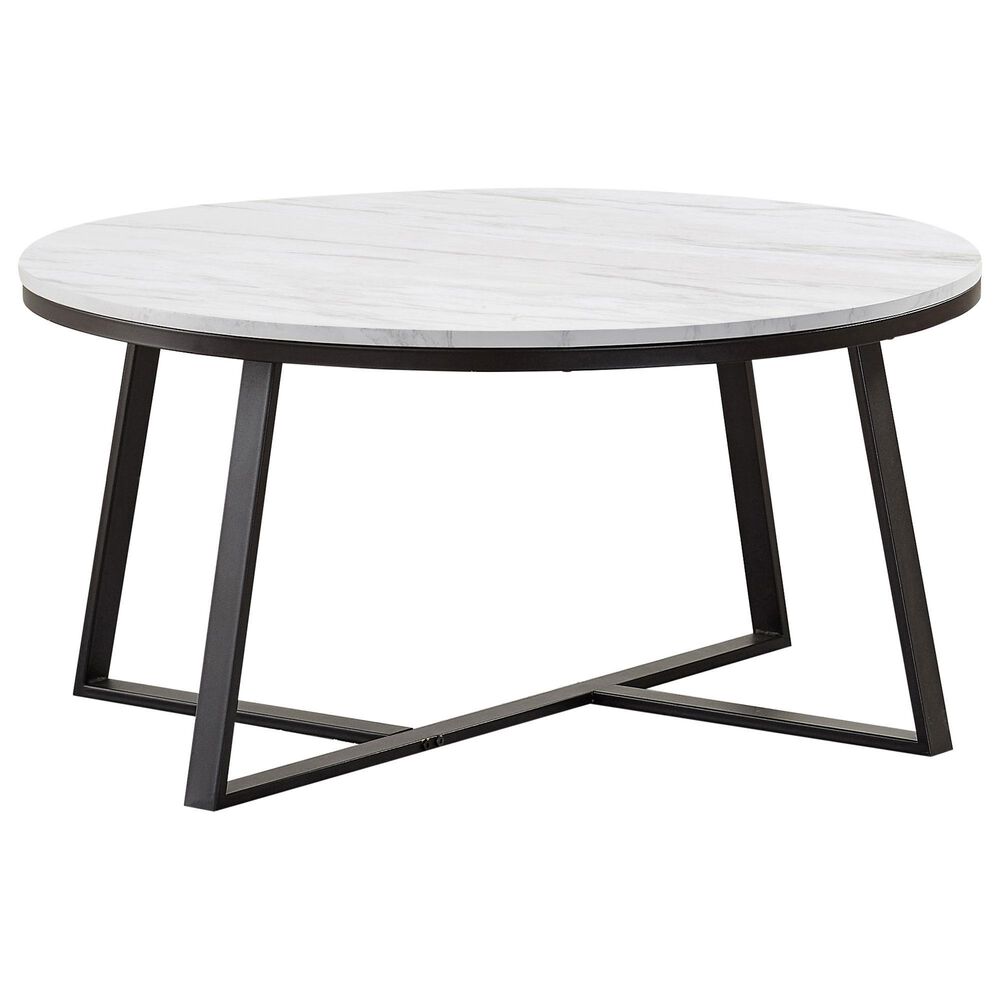 Pacific Landing Hugo Round Coffee Table in Matte Black and White, , large