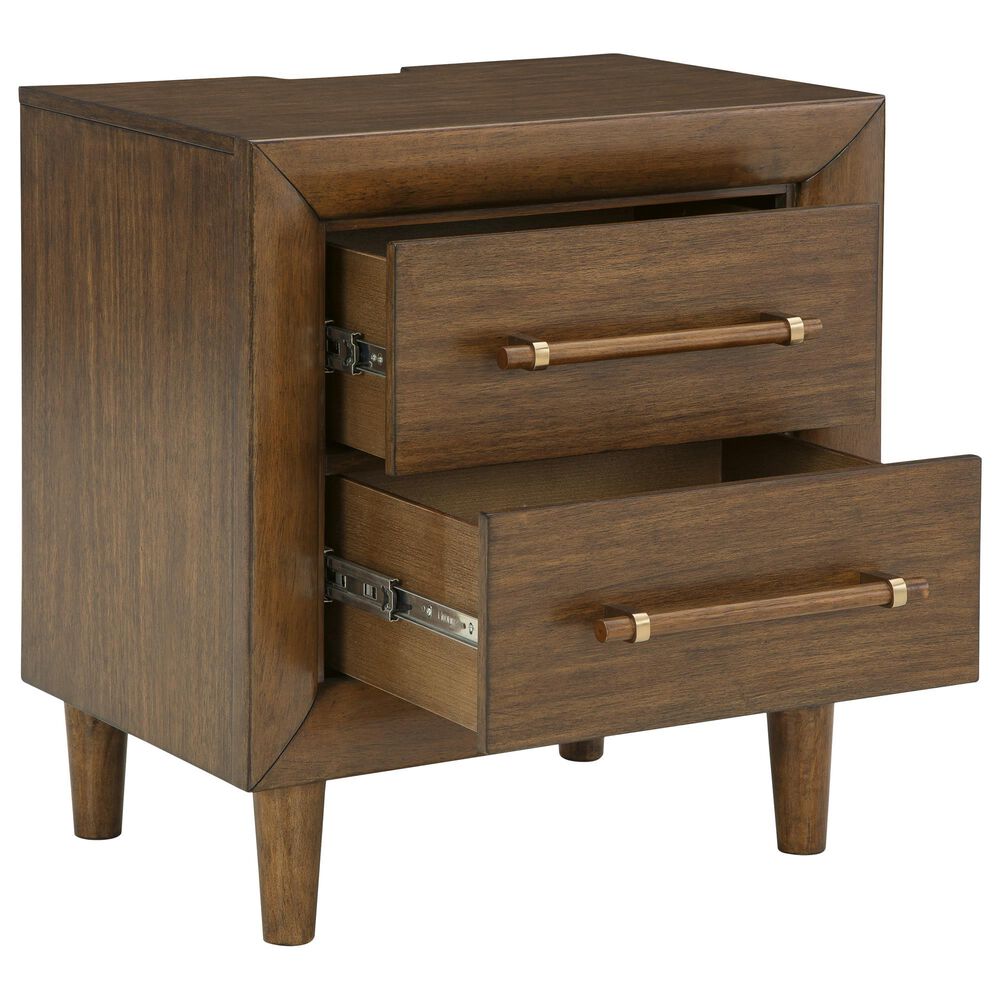 Ashley Lyncott Queen Panel Bed and Two Nightstands in Medium Brown, , large