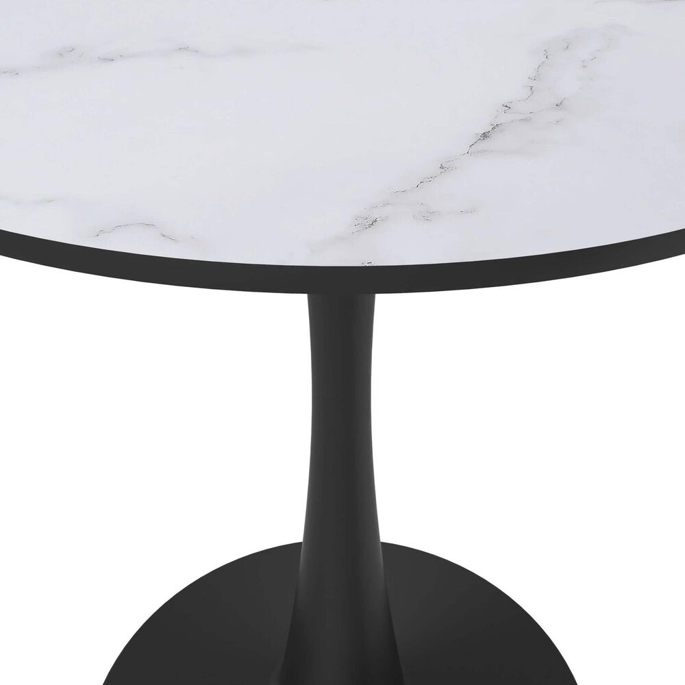 Leisuremod Leisuremod Bristol 24 round dining table Black base with marbled MDF top, , large